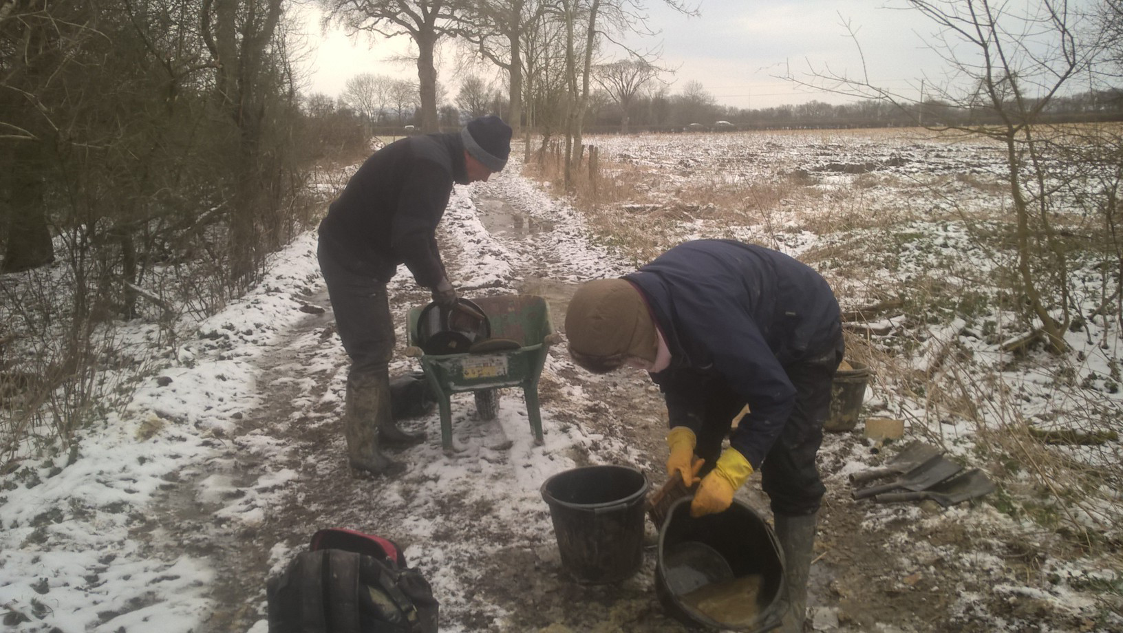 Diggers cleaning up in the winter weather