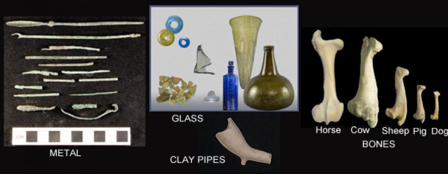 Artefacts - bone, glass, metal