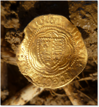 Gold quarter noble of Henry V uncovered in detecting