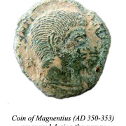 Coin of Magentius (AD350-353) recovered during the survey