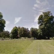 Northern-most nonsuch Palace marker viewed from east